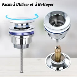 Bonde de vidage lavabo POP-UP Chromé G 1-1/4" - avec ou sans Trop Plein^Todot Hot