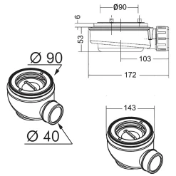 Bonde extra-plate horizontale diam90 mm pour receveur de douche^Sanycces Online