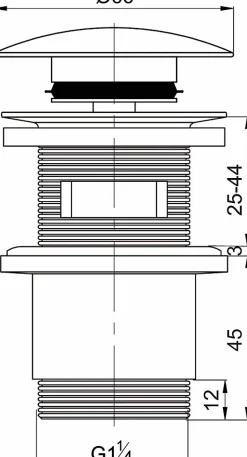 Bonde Quick-clac avec trop plein pour lavabo encastré Black Touch H. 73 à 92 mm x ø66 mm-Wirquin Hot