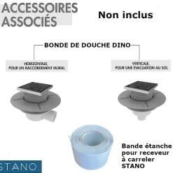 Bonde verticale DINO pour receveurs à carreler avec grille en acier inoxydable-Stano Clearance
