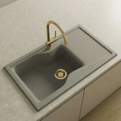 Bonde évier 1 cuve avec vidage manuel diamètre 90 mm couleur or-Poalgi Hot