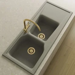 Bonde évier 2 cuves avec vidage manuel diamètre 90 mm couleur or-Poalgi Hot