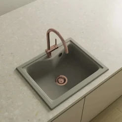 Bonde évier carrée 1 cuve avec vidage manuel diamètre 90 mm couleur or^Poalgi