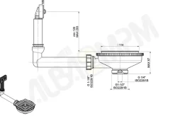 Bonde évier carrée 1 cuve avec vidage manuel diamètre 90 mm couleur or^Poalgi