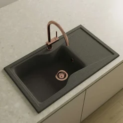 Bonde évier carrée 1 cuve avec vidage manuel diamètre 90 mm couleur or^Poalgi