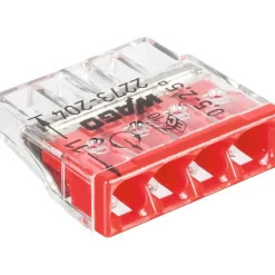 Borne de connexion Série 2273 fil rigide - Transparent - rouge --Wago Discount