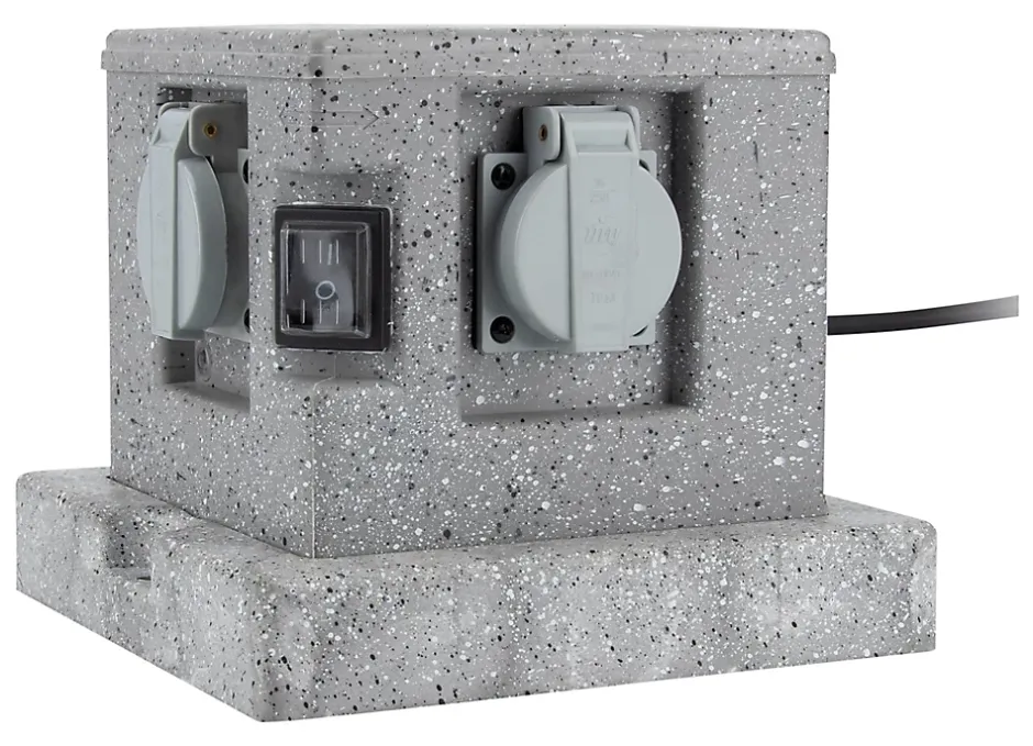 Borne de jardin extérieure 4 prises + 2 interrupteurs 5 m horizontal^Zenitech Hot