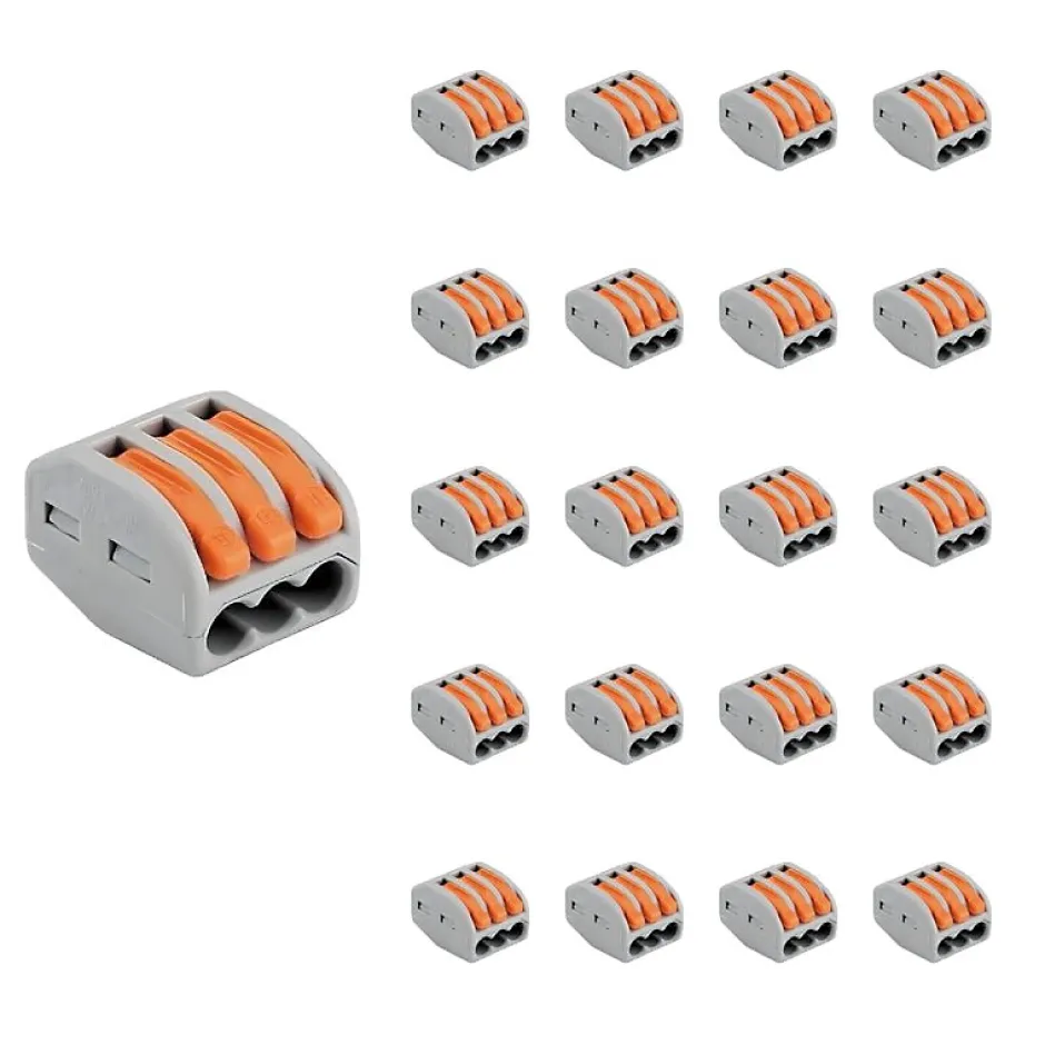 Borne de raccordement à levier 3 entrées avec serre câble (Pack de 20) --Silamp Clearance
