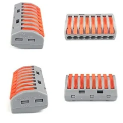 Borne de raccordement à levier 8 entrées avec serre câble -^Silamp