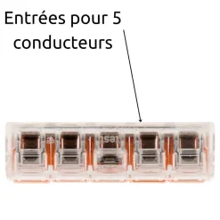 Borne de raccordement S221 5 conducteurs - leviers 4mm² -^Wago Sale