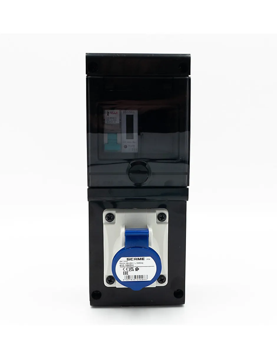 Borne De Recharge Avec Prise Europe 16a Complète Avec Protections Et Compteur-Carré Rouge Best