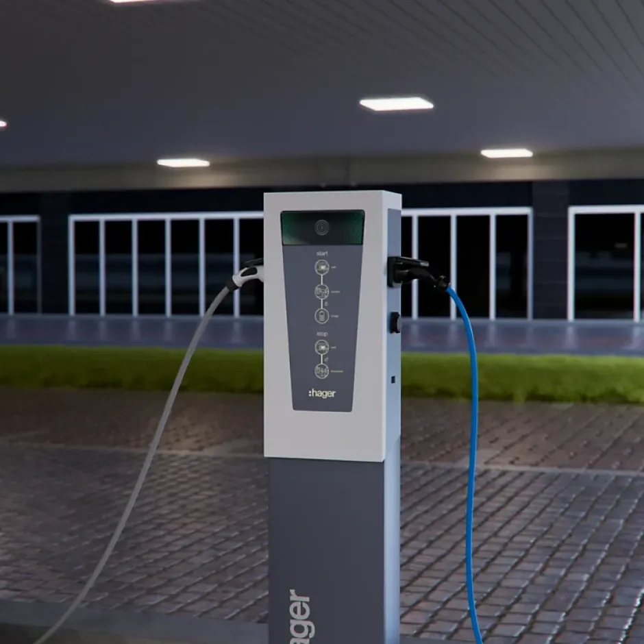 Borne de recharge double pour voiture électrique Witty Park OCPP 7.4 kW avec RFID - - XEV600C-Hager New