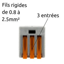 Borne rapide automatique à cliquet S222 - 3 entrées -^Wago Clearance