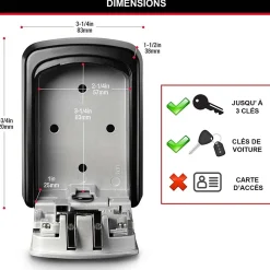 Boîte à clés sécurisée à combinaison programmable et fixation murale^Master Lock Outlet