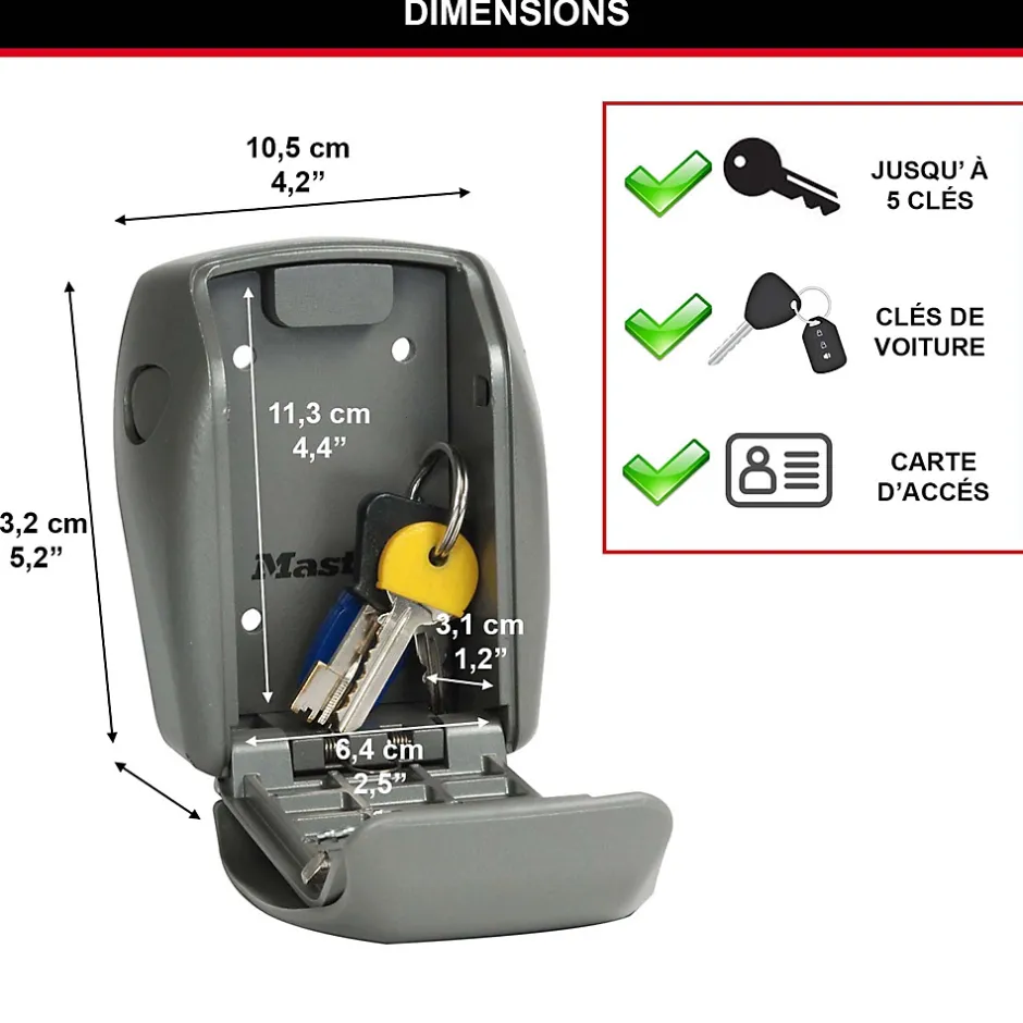 Boîte à clés sécurisée haute sécurité fixation murale^Master Lock Best