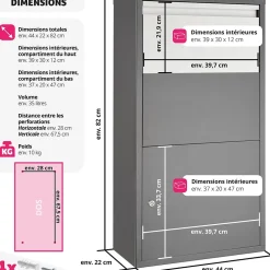 Boîte à colis Fortress avec clapet de sécurité 44 x 22 x 82 cm^Tectake Best