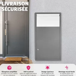 Boîte à colis Fortress avec clapet de sécurité 44 x 22 x 82 cm^Tectake Best