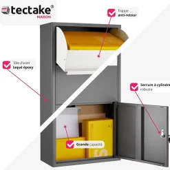 Boîte à colis Fortress avec clapet de sécurité 44 x 22 x 82 cm^Tectake Best