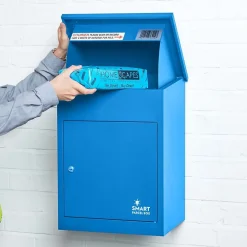 Boîte aux lettres 1 porte Boîte à colis Bleue en acier^Smart Parcel Box Clearance
