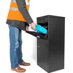 Boîte aux lettres 2 portes Boîte à colis Large Noir en acier-Smart Parcel Box Discount