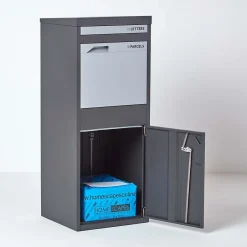 Boîte aux lettres 2 portes Boîte à colis Large Gris foncé en acier-Smart Parcel Box