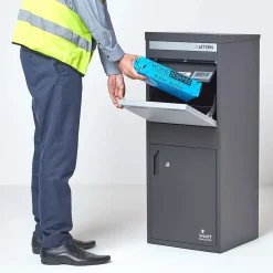 Boîte aux lettres 2 portes Boîte à colis Large Gris foncé en acier-Smart Parcel Box