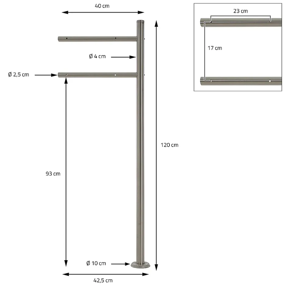 Boîte aux lettres anthracite/aspect marbre sur pied argenté en acier + clés^Ml-Design New