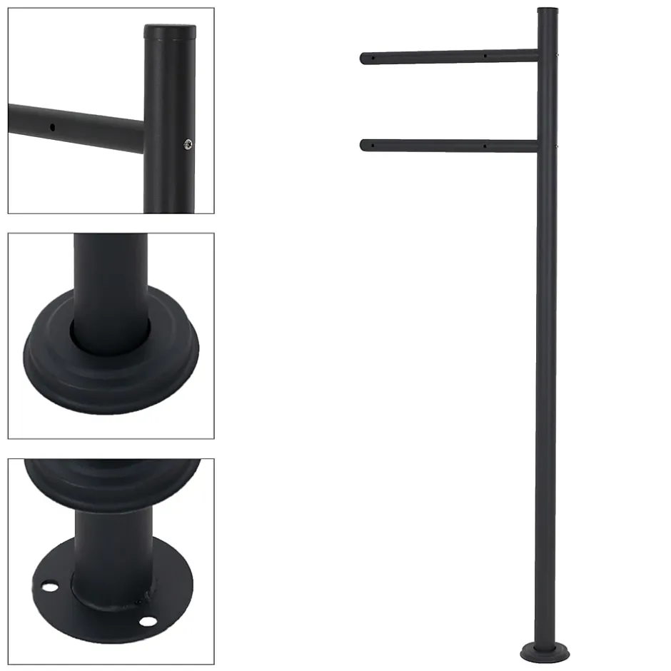 Boîte aux lettres anthracite / imitation bois avec support acier et kit montage-Ml-Design