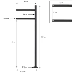 Boîte aux lettres anthracite / bois naturel avec support en acier et kit montage-Ml-Design Hot