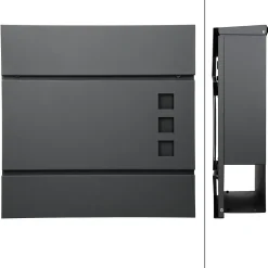 Boîte aux lettres avec compartiment à journaux au support poteau anthracite^ECD Germany Discount