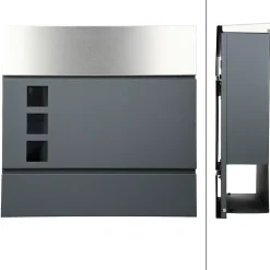 Boîte aux lettres avec support boîte postale anthracite/argent sur pieds +2 clés-ECD Germany Best