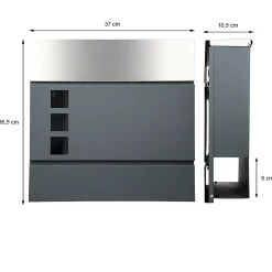 Boîte aux lettres avec support boîte postale anthracite/argent sur pieds +2 clés-ECD Germany Best