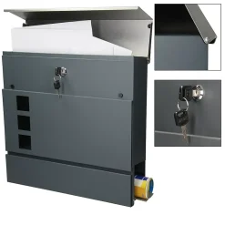 Boîte aux lettres avec support boîte postale anthracite/argent sur pieds +2 clés-ECD Germany Best