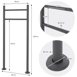 Boîte aux lettres avec support boîte postale anthracite/argent sur pieds +2 clés-ECD Germany Best