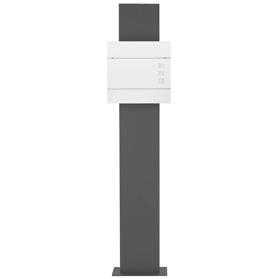 Boîte aux lettres avec support mailbox blanc moderne avec 2 clés incluses-ECD Germany Clearance