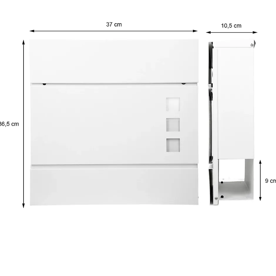 Boîte aux lettres avec support mailbox blanc moderne avec 2 clés incluses-ECD Germany Clearance