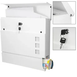Boîte aux lettres avec support mailbox blanc moderne avec 2 clés incluses-ECD Germany Clearance
