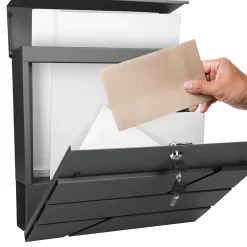 Boîte aux lettres avec support mailbox anthracite moderne avec 2 clés incluses^Ml-Design New