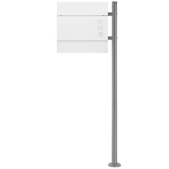 Boîte aux lettres blanc sur pied argenté acier revêtu par poudre porte-journaux-ECD Germany Sale