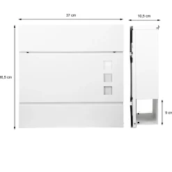 Boîte aux lettres blanc sur pied argenté acier revêtu par poudre porte-journaux-ECD Germany Sale