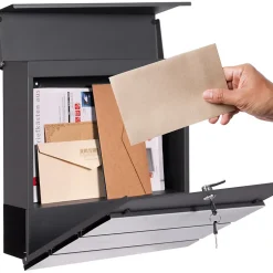 Boîte aux lettres en acier optique marbre blanc murale moderne + 2 clés inclus-Ml-Design Clearance