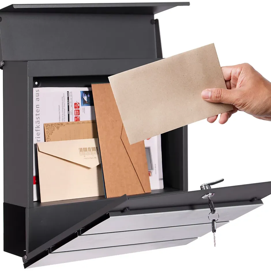 Boîte aux lettres en acier optique marbre blanc murale moderne + 2 clés inclus-Ml-Design Clearance