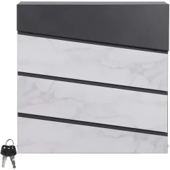 Boîte aux lettres en acier optique marbre blanc murale moderne + 2 clés inclus-Ml-Design Clearance