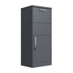 Boîte aux lettres gris avec espace colis en acier galvanisé et serrure papillon-Couleurs Du Monde Hot