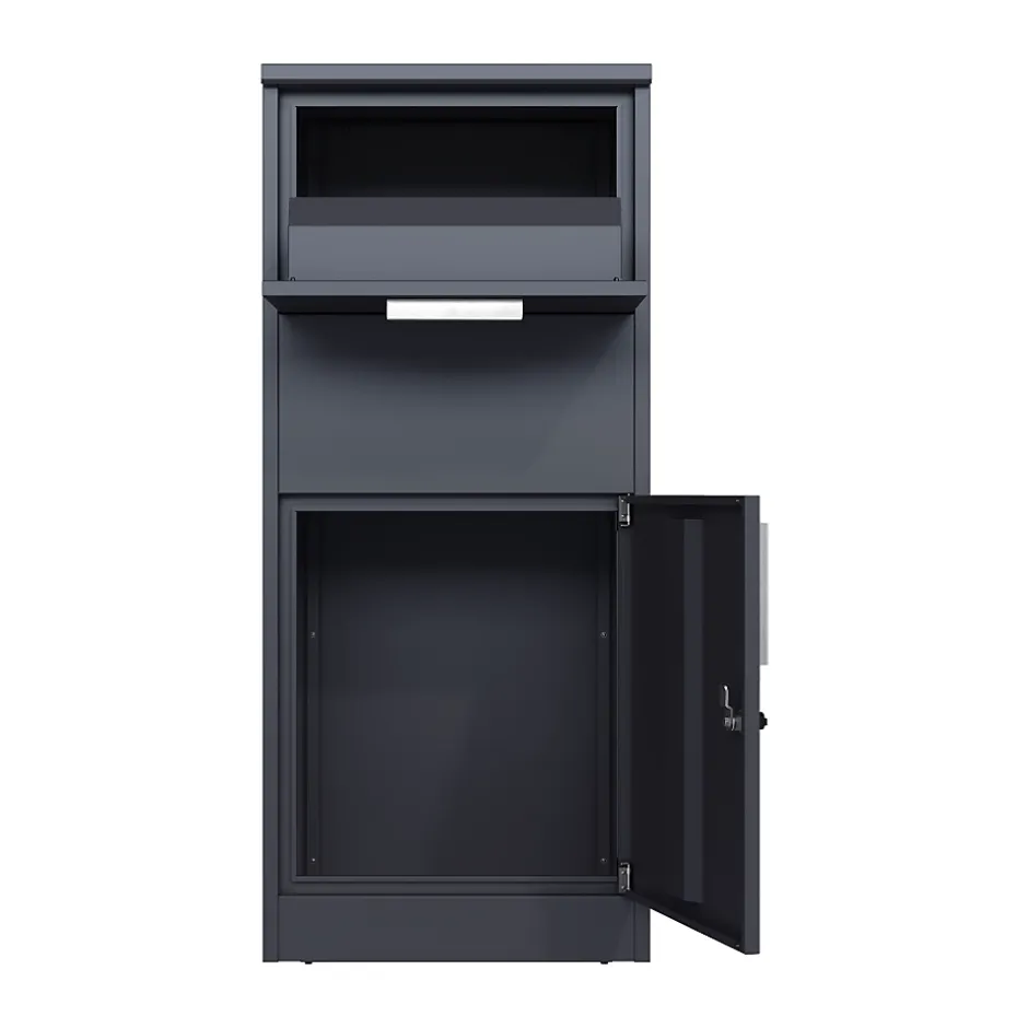 Boîte aux lettres gris avec espace colis en acier galvanisé et serrure papillon-Couleurs Du Monde Hot