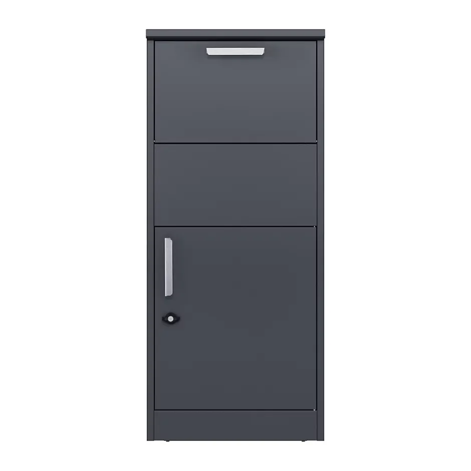 Boîte aux lettres gris avec espace colis en acier galvanisé et serrure papillon-Couleurs Du Monde Hot