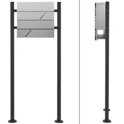 Boîte aux lettres gris clair avec support boîte postale sur pieds acier + 2 clés-Ml-Design New