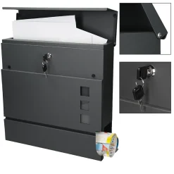 Boîte aux lettres moderne anthracite + compartiment à journaux 2 clés en acier^ECD Germany Clearance