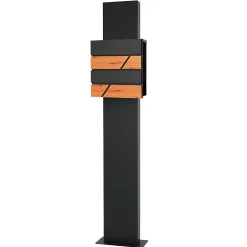 Boîte aux lettres moderne en acier anthracite/ optique bois avec support 170 cm-Ml-Design New