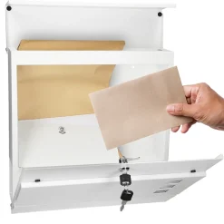 Boîte aux lettres moderne blanc avec compartiment à journaux en acier 2 clés-ECD Germany Clearance